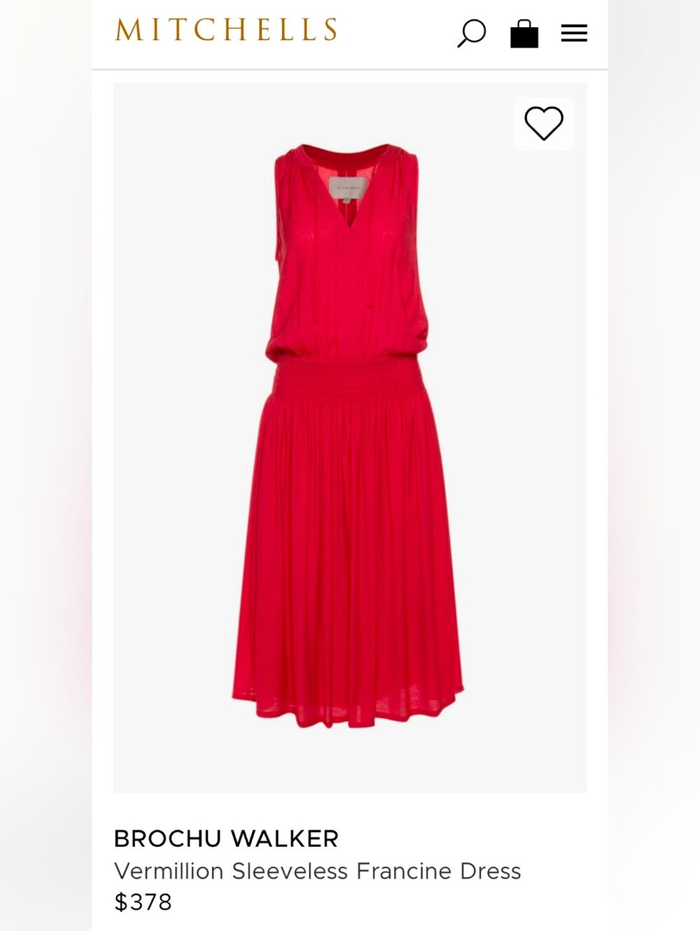 Brochu Walker Vermillion Sleeveless Francine Dress - Size M